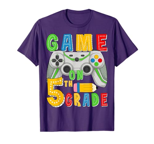 Game On Fifth Grade Back To School Gamer 5th Grade Boys Kids T-Shirt