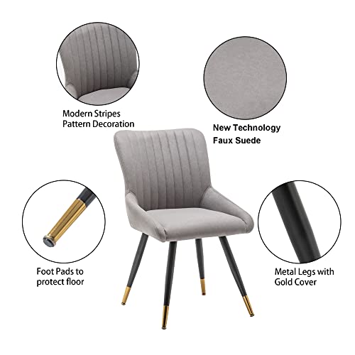 Alunaune Upholstered Dining Chairs Set Of 2 Modern Armless Accent Chair, Faux Suede Mid Century Leisure Chair Kitchen Living Room Desk Side Chair-Grey #TOP4
