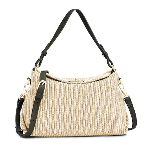 [ヴィオラドーロ] バッグ かごバッグ SANDRO サンドロ バスケット 2WAY トートバッグ ラフィア 本革 レディース V-8906 (NATURAL/BLACK)のサムネイル