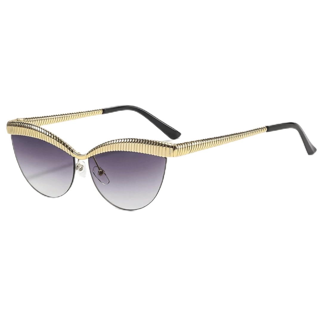 Gafas de sol unisex con borde de metal y ojo de gato, UV400 para conducir y