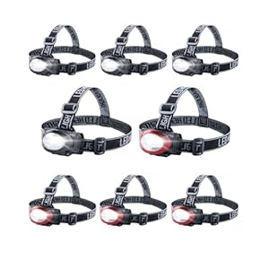 Lichamp Camping Headlamp Flashlight 8 Pack, Outdoor Super Bright COB Head Lamp Gear for Running, Reading, Hiking, Walking, Climbing, Fishing, Hunting, Jogging, Headlight Multipack for Adults, Kids