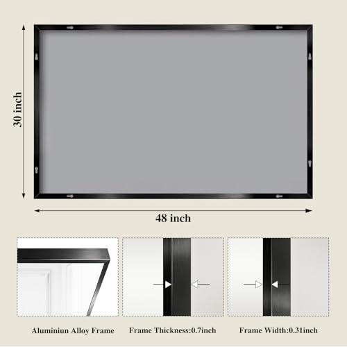 Image of Koonmi Black Mirrors for Wall, 30x48 Inch Bathroom Mirror, Rectangular Wall Mirror for Living Room Bedroom Bathroom, Hangs Horizontally or Vertically