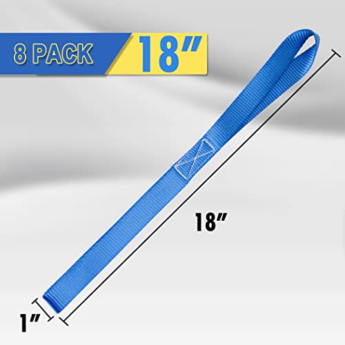 Cartman Soft Loop Tie-Down Straps In Blue Color, 8Pk X 18In, 3600Lbs #TOP1