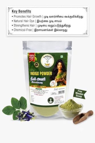 Image of Indigo Powder, Natural Herbal Hair Colour, Ammonia Free, for All Hair Types, 2 Pack, 100 G, Chemical Free, Indigofera Tinctoria Leaf Powder