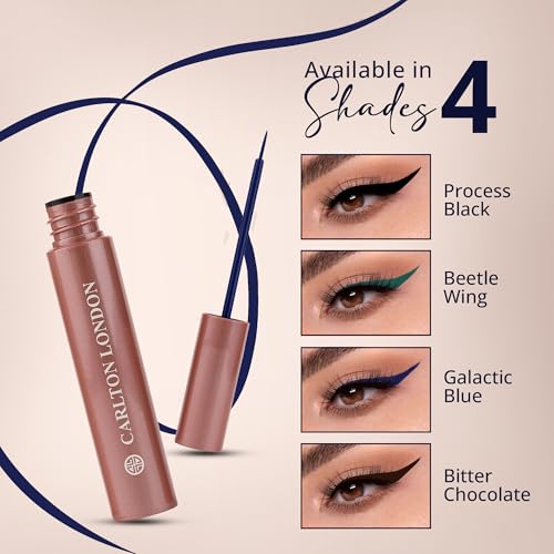 Image of Carlton London Stunnig Black Liquid Eye Liner |Enriched With Vitamin-E |Long Lasting Matte Waterproof Liner, Smudge Proof, Transfer Proof Eye Makeup |Upto 24 Hrs - 5ML(Galactic Blue)