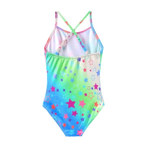 Image of iLover Girls Sparkle One Piece Swimsuits Crossback Swimwear Beach Bathing Suit with Adjustable Strap 4-10 Years
