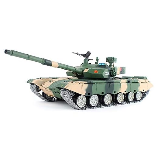 MUMUMI 1/16 China ZTZ99 Tanque de Control Remoto Metal Omni-direccional 320 ° Rotating Turret Simulation Track RC Vehículo Militar Tank Toy, un Regalo de Juguete para Adultos y niños
