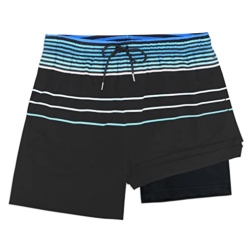 QRANSS Mens Swim Trunks with Compression Lined 7'' Swim Shorts Quick Dry Swimwear Boardshorts with Boxer Brief Liner2