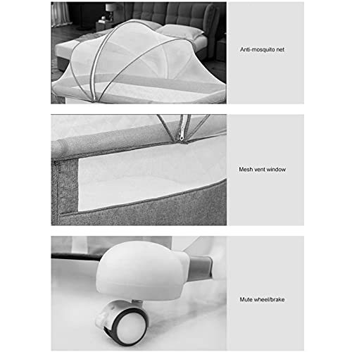 Hoog koolstofstaal + positieve ionendoek 0-2 jaar oud babybedje met anti-klamboe, grijs Verstelbare hoogte… - Image 6