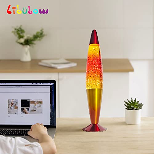Image of 16 Inch Rainbow Glitter Lamp with 2 Bulbs, Sunset Lamp Sunrise Lamp, Night Light Mood Lighting for Adults, Home Room Office Decor, Great Present for Women Kids Birthday Anniversary,Yellow Orange Red