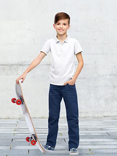 Poroka 4 Pack Boys Children's Cotton Short Sleeve Polo Shirts Solid Boys School Uniform Polo Short Sleeve Navy Blue, White #TOP5