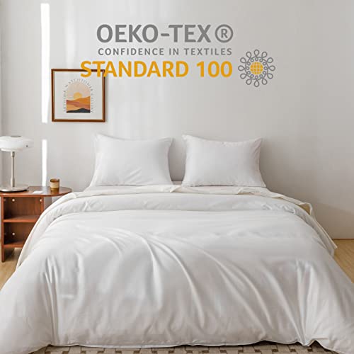 Heimenaogo 600Tc Egyptian Cotton Duvet Cover California King Size Sateen Weave, Silky Soft And Breathable Bedding Set With Zipper Closure, Long Staple Cotton Bed Linen Pure White 3Pcs (104"×98") #TOP1