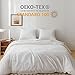 HeimenAogo Egyptian Cotton Duvet Cover Queen Size Sateen Weave, Silky Soft and Breathable Bedding Set with Zipper Closure, Long Staple Cotton Bed Linen Pure White 3Pcs (90
