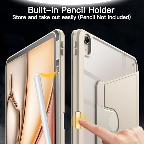 JETech Rotating Case for iPad Air 13-Inch M4/M3/M2 (2026/2025/2024) with Pencil Holder, 360 Degree Rotation Protective Stand Cover Clear Back, Auto Wake/Sleep (Starlight) by JETech - Image 5
