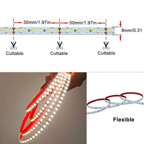 GOMING 10M 24V Striscia LED Bianco Naturale 4000K