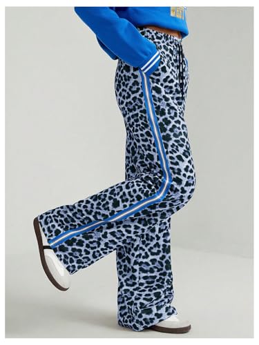 Floerns Women's 90s Cheetah Print Wide Leg Sweatpants Drawstring Elastic Waist Casual Pants2