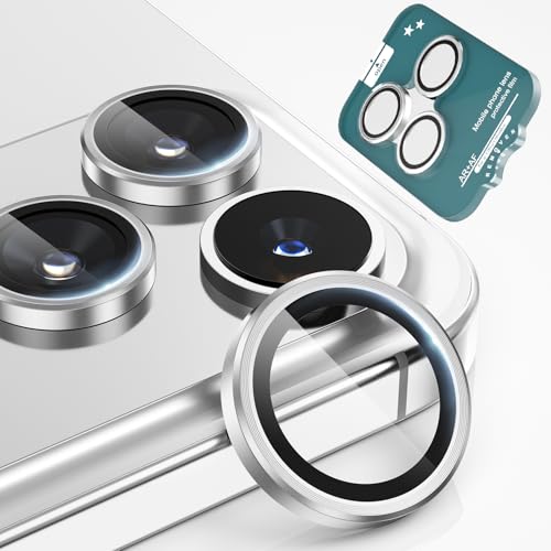 imluckies Protector de lente de cámara para iPhone 17 Pro/iPhone 17 Pro Max, AR+AF Cristal Vidrio Templado, Dureza 9H, Inastillable, Cubierta de Lente de Metal Transparente HD, Plata