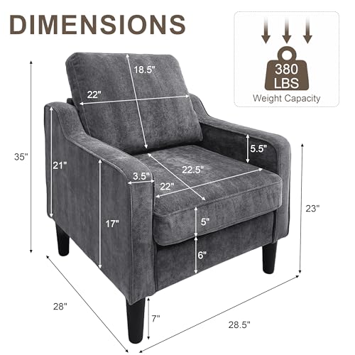 Sillón ergonómico chenille gris con soporte lumbar miniatura 3