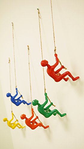Eladitems Yellow,Blue,Orange,Green,Red Color Resin Made Climbing Man Wall Art Home Decor X 5Pcs. Cord Included In Pictures Hanging Pin Included Free Usa Shipping! #TOP1