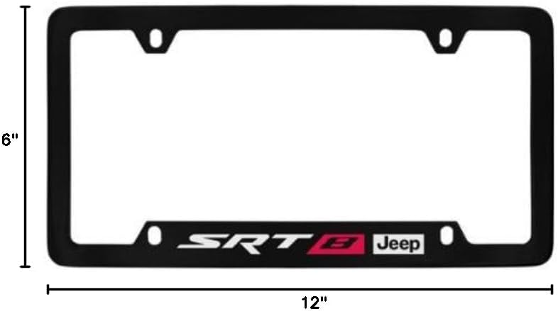 Jeep Red SRT-8 Black Coated Metal Bottom Engraved License Plate Frame Holder