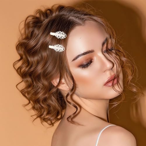 12 Pzs Pinzas Para El Cabello de Hierro en Forma de Flor Ovalada, con Diseño Retro de Flor Hueca y Patrón de Nube, Pinzas de Pato Elegantes en Plata, Oro y Cobre miniatura 2