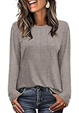 WIHOLL Long Sleeve Shirts for Women Fall Sweaters Pleated Tops Fashion Clothing Coffee XL