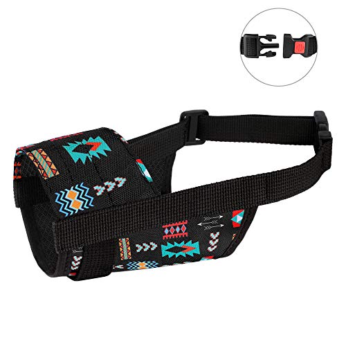 Collardirect Dog Muzzle - Adjustable Soft Breathable Tribal Nylon Dog Mouth Guard Cover For Small, Medium And Large Dogs, Anti Chewing, Barking & Biting (Pattern 2; S) #TOP3