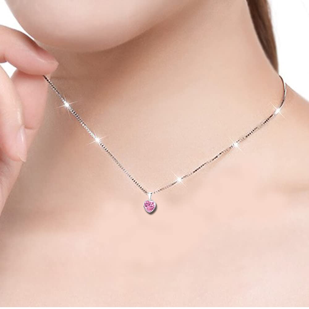 Kinder Mädchen Schmuckset echt 925 Sterling Silber Kette mit Ohrringe Herz rosa Ohrhänger (Set K978+K473o / 40+5cm)
