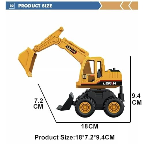 Image of Unbreakable Construction Vehicles for Kids Pretend Play Toy Trucks Bulldozer Play Set Building Vehicles Set for Kids 3-14 Years Excavator (168-61C) - Multicolor