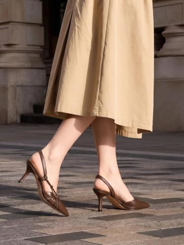 Image of Coutgo Womens Slingback Kitten Heels Closed Pointed Toe Pumps D'Orsay Wedding Party Dress Shoes