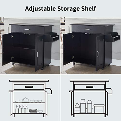 image for Generic Kitchen Island with Storage on Wheels Kitchen Cart Trolley wit