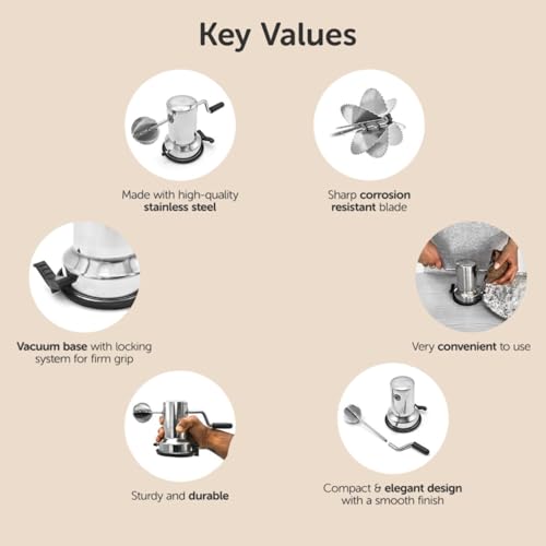 Image of Stainless Steel Coconut Scraper for Kitchen | Pack of 2 | Manual Hand Coconut Grater Tool | Vacuum Base, Rotatable Handle, Manual Operation | Silver