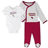 Outerstuff NFL Newborn Future Champ 3 Piece Onesie, Shirt and Pants Set, Arizona Cardinals, Cardinal, 9 Months