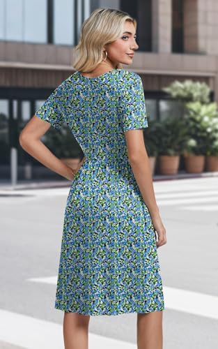 Image of Womens Short Sleeve Empire Waist Dresses Casual Summer Dress with Pockets