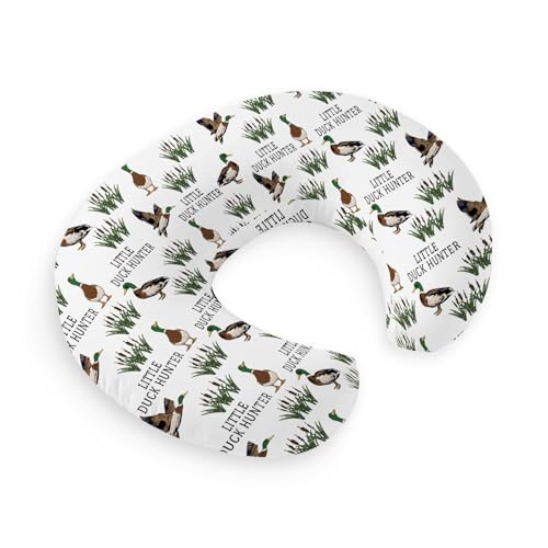 Image of HawSkgFub Little Duck Hunter Mallard Hunting Nursing Pillow Cover for Baby Boys Girls, Wild Animal Reed Breastfeeding Pillow Slipcover, Nursing Pillowcase for Newborn Infant, Cover Only