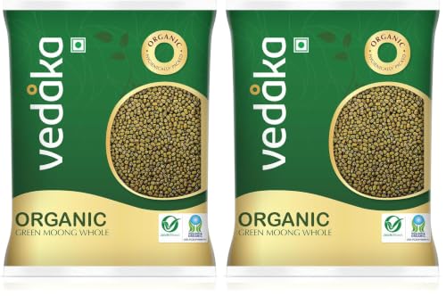 Image of Amazon Brand - Vedaka Organic Green Moong Whole | 1 Kg||Naturally Rich in Protein |Naturally Cholesterol free (Pack of 2)