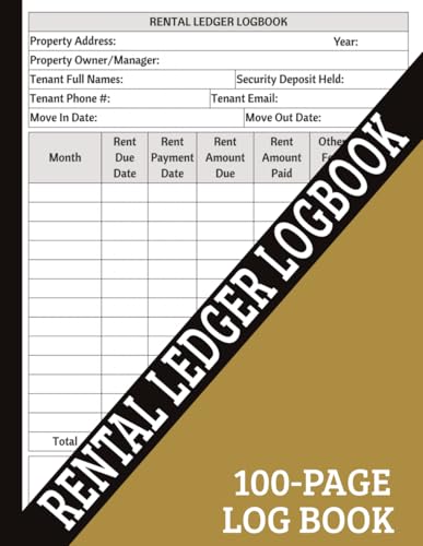 Rental Ledger Logbook: 100-Page Large 8.5"x11" Monthly Rent Record Book | Annual Tenant Payment Tracker of eTransfers, Fees & Balances | Essential Tool for Landlords & Property Owners/Managers