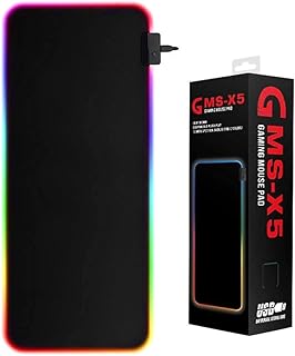 لوحة ماوس للألعاب بـ 10 أوضاع إضاءة ار جي بي كبيرة الحجم بإضاءة متوهجة مصنوعة من مادة مطاطية مضادة للانزلاق للوحة المفاتيح من جي ام اس - مقاس 80 سم × 30 سم، GMS-X5