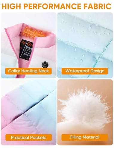 Image of Kids Heated Vest with Battery Pack - 7.4V Rechargeable Lightweight Heated Vest, Boys Girls Electric Heated Coat
