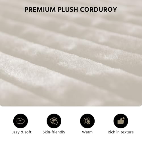 Image of LAUSAINT HOME 96 inch Modular Sectional Sofa Couches, L-Shaped Boneless Cloud Sofa with 3 Deep Seat, 5 Cushiones Oversized Chaise for Living Room, Bedroom, Plush Corduroy Fabric (Left, Beige)