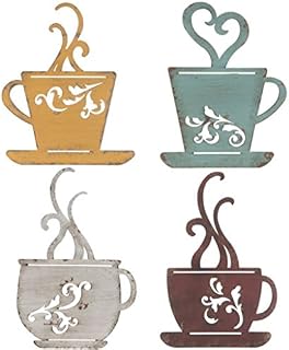 Collection Metal Coffee Cup Wall, Kitchen Restaurant Coffee Shop Decor! Set of 4
