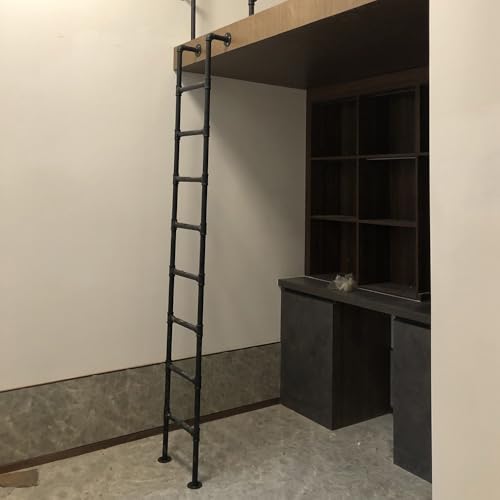 Escalera de ático de metal de 63 pulgadas para montar en la pared, para interiores y exteriores, escalones de escalada de 1,6 m, diseño plegable para áticos y sótanos