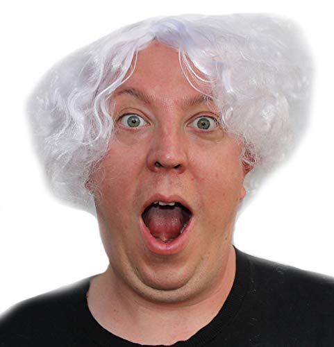 Doc Brown Wig Mad Scientist Einstein Mark Twain Curly White Wig for Men and Women