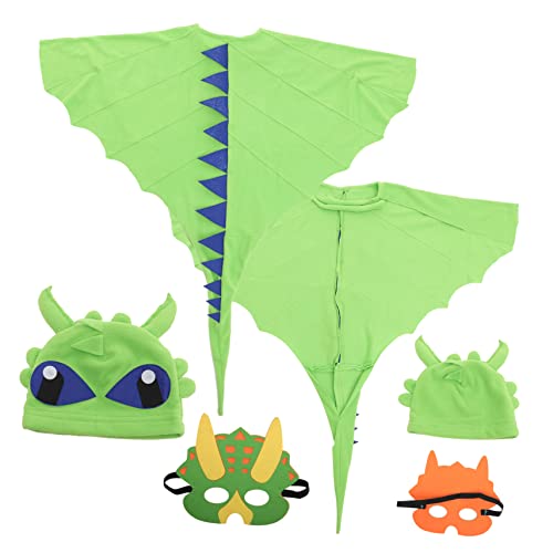 WLLXTK 1 Set Adorable Juego de Vestuario de Dinosaurio para el Atuendo de Cosplay de Halloween con Capa y máscara para Fiestas para la diversión al Aire Libre y Las actuaciones Suaves fácil de Usar