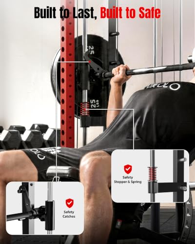Image of Mikolo M4 2.0 Standard /Ultra /Elite Smith Machine, 2200lbs Squat Rack with LAT-Pull Down System & Cable Crossover Machine, Training Equipment with Leg Hold-Down Attachment