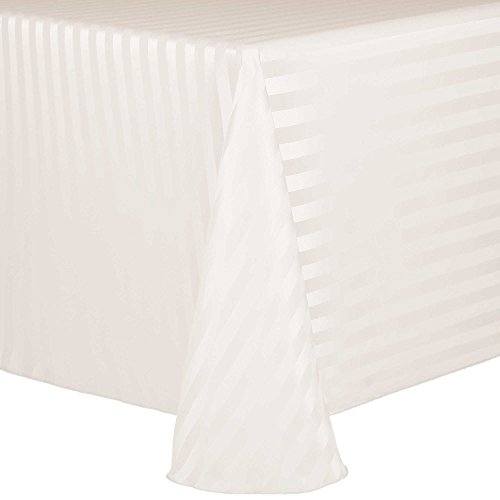 Ultimate Textile Satin-Stripe 108 X 156-Inch Rectangular Tablecloth Ivory Cream #TOP9