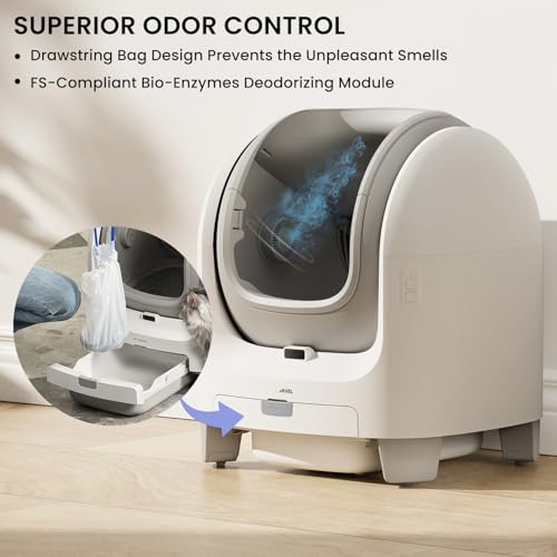 PET MARVEL C1 Self Cleaning Cat Litter Box, Open-Top Automatic Litter Box for Multiple Cats, APP Control/Odor-Free/Easy to Clean/with Waste Bags