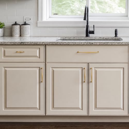 Image of Ravinte Brushed Brass Cabinet Handles Solid Handles,4 Inch,10 Pack