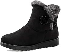 Vunavueya Damen Winterstiefel Warm gefütterte Winterschuhe Schneestiefel Winter Schlupfstiefel Kurzschaft Stiefel Boots Schuhe Schwarz Black 35 EU/225CN