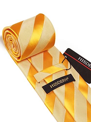 Image of HISDERN Mens Tie Striped Ties and Handkerchief Set Business Formal Woven Pocket Square Wedding College Stripe Necktie